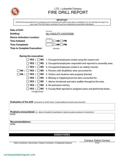 emergency drill report template